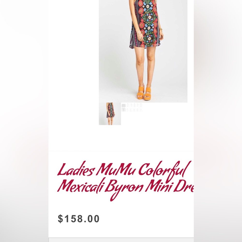 Show me your Mumu Byron Mexicali mini dress. NWOT. Retail 158
